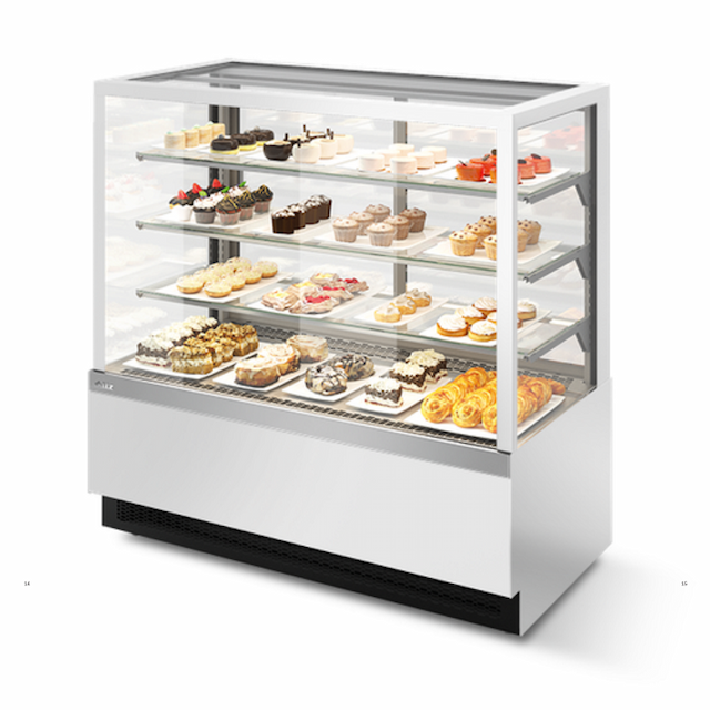 Витрина кондитерская Chilz VETE II KUB lux 130 ВК201 (белый глянец/шлифованная нержавейка)