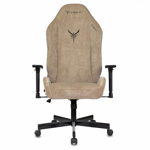 Кресло игровое Knight N1 Fabric бежевый Light-21 с подголов. крестов. металл