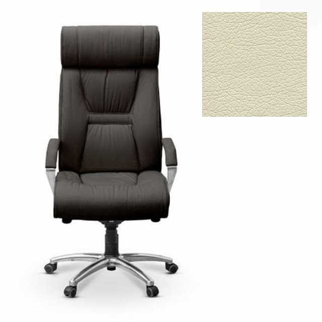 Кресло руководителя Юнитекс Олимп X хром экокожа премиум светло-бежевая CN1112