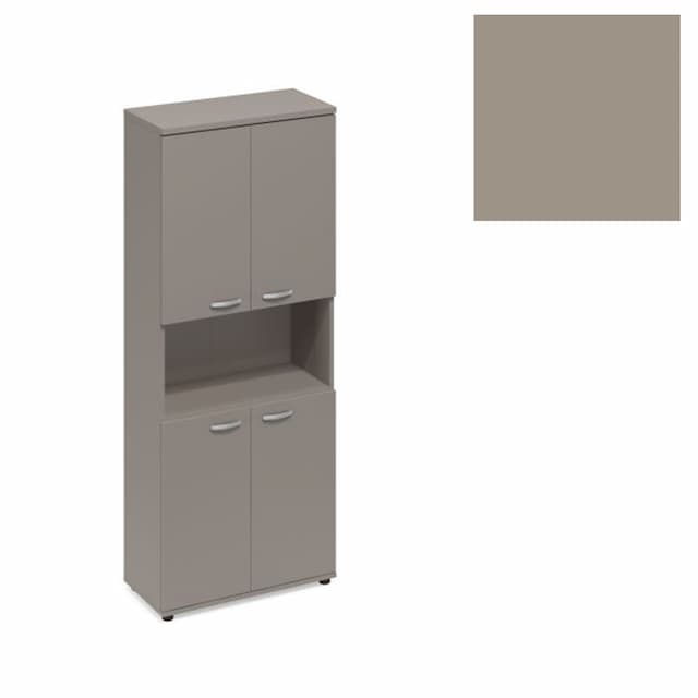 Шкаф для документов 4-дверный с открытой нишей Юнитекс А4 (78x36.4x193) А4 9374 МП мокко премиум